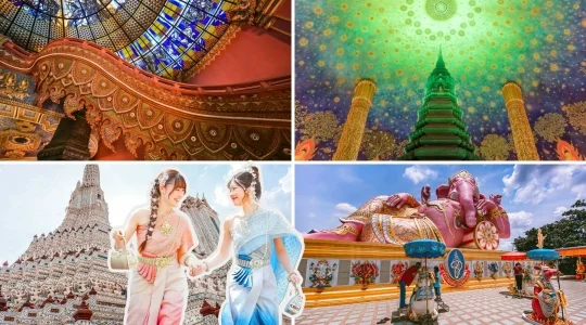 朝8時出発！女子旅やカップル旅の王道コース♪ エラワンミュージアム＋ワットアルン+ピンクガネーシャ+ワットパクナム